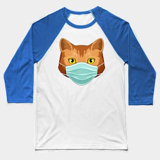 Cat with Face mask Baseball T-Shirt